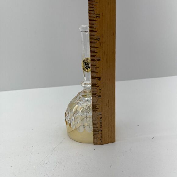 House Of Global Art Hand Cut Lead Crystal Clear / Gold Bell West Germany - Picture 10 of 10